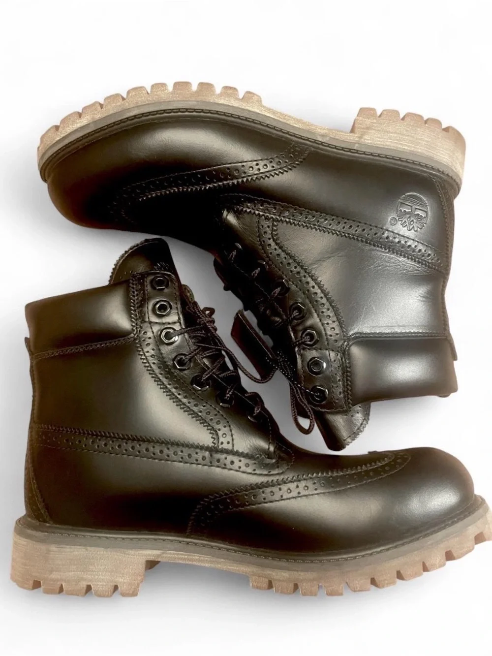 Timberland Premium Brogue Wingtip Boots Black Leather Men's Size 10 A16XJ